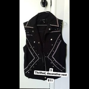 Black Studded & Embroidered Vest